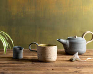 Handmade Ceramic Cup Dark Grey Blue