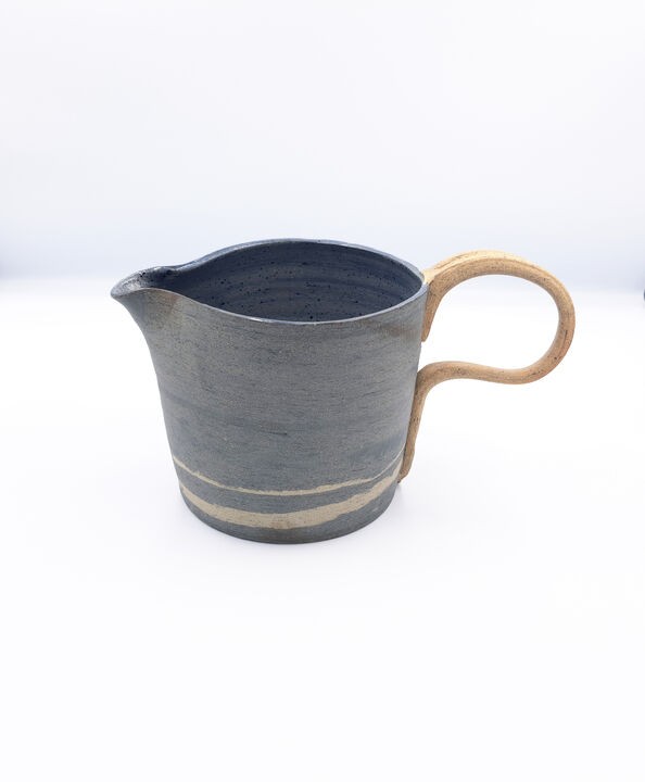 Limited Edition 1 litre Hand-thrown Ceramic Stoneware Decorative Gravy Jug in Dark Grey- Blue