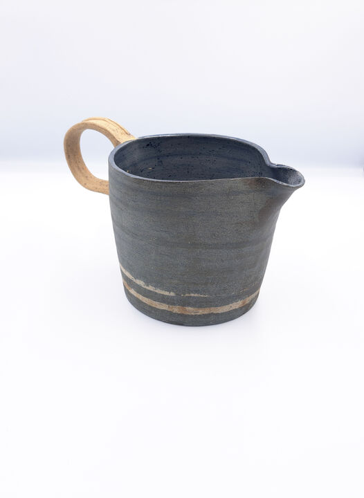 Limited Edition 1 litre Hand-thrown Ceramic Stoneware Decorative Gravy Jug in Dark Grey Blue