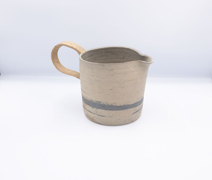 Limited Edition 1 litre Hand-thrown Ceramic Stoneware Decorative Gravy Jug in Pale Grey-Blue