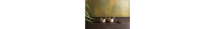 A Set of Two 150 ml Hand-thrown Ceramic Stoneware Coffee Cup in Sandy Beige