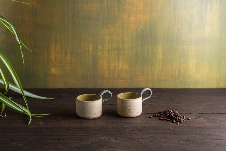 A Set of Two 150 ml Hand-thrown Ceramic Stoneware Coffee Cup in Sandy Beige