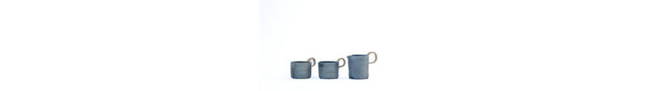 Three Piece Hand-thrown Ceramic Stoneware Tea Set Dark Grey-Blue (white)