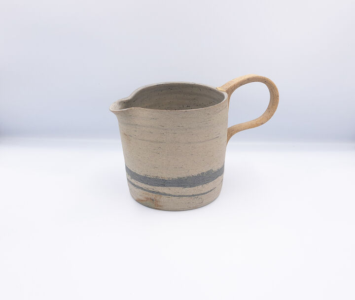 Limited Edition 1 litre Hand-thrown Ceramic Stoneware Decorative Gravy Jug in Pale Grey-Blue