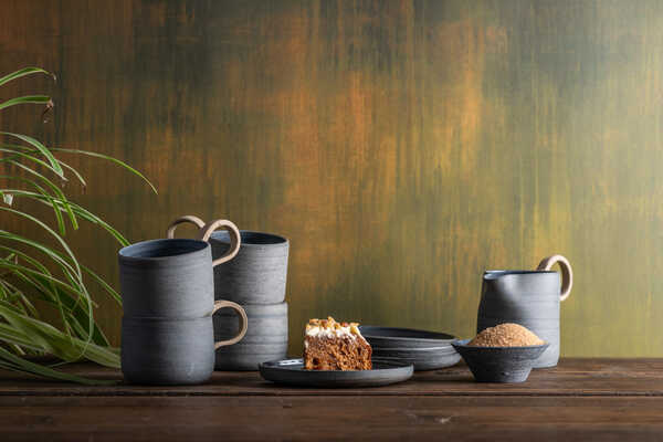 Ten Piece Hand-thrown Ceramic Stoneware Tea and Cake Set